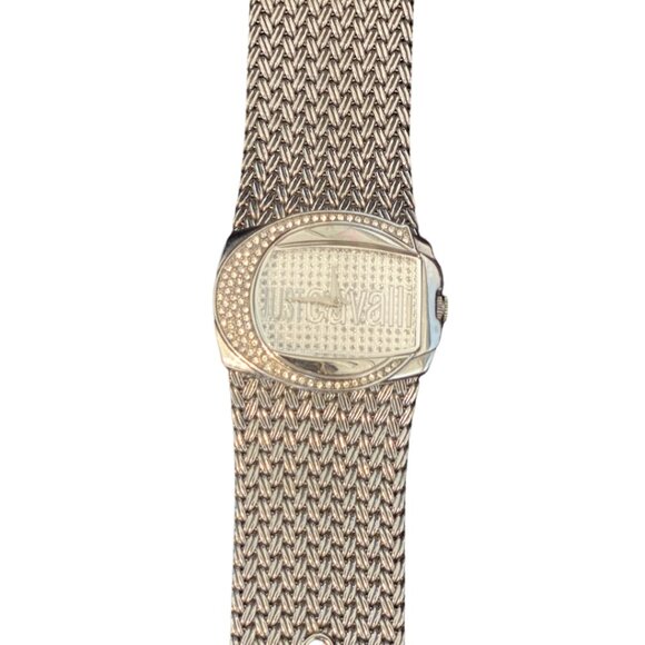Just Cavalli Silver Plated Womens Bracelet Wristwatch, Swarovski C-shaped bezel - Picture 3 of 7